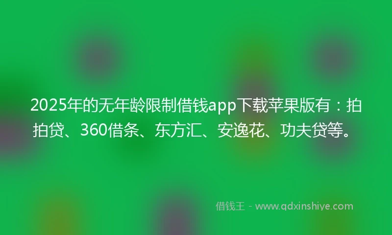 2025年的无年龄限制借钱app下载苹果版有：拍拍贷、360借条、东方汇、安逸花、功夫贷等。