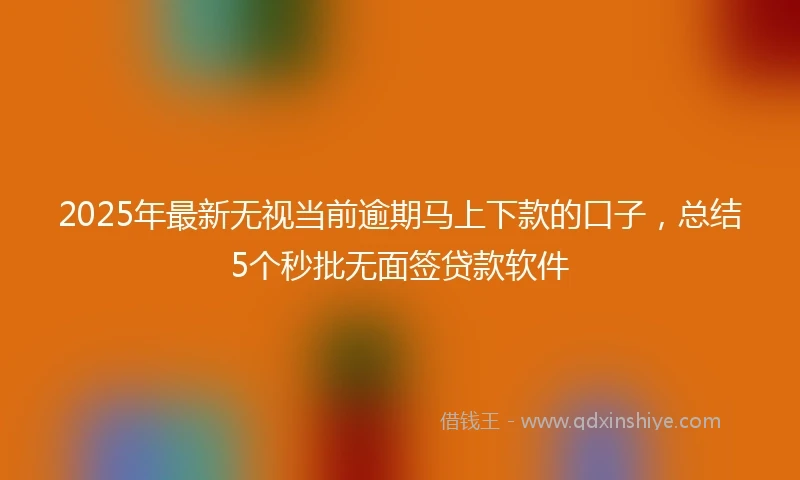 2025年最新无视当前逾期马上下款的口子，总结5个秒批无面签贷款软件