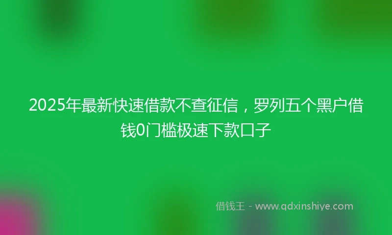 2025年最新快速借款不查征信，罗列五个黑户借钱0门槛极速下款口子