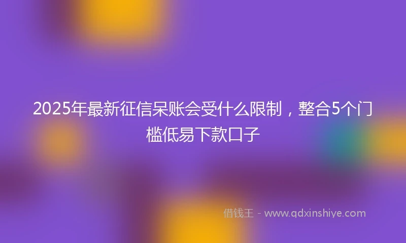 2025年最新征信呆账会受什么限制，整合5个门槛低易下款口子