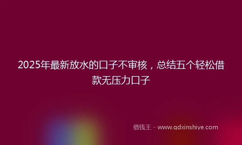 2025年最新放水的口子不审核，总结五个轻松借款无压力口子