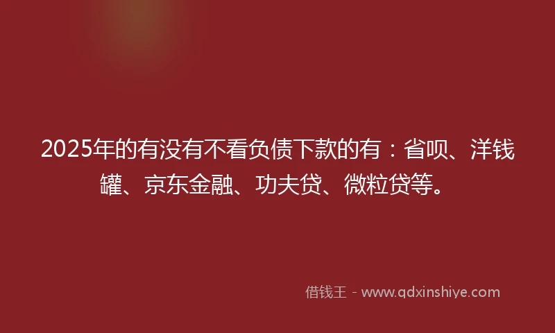 2025年的有没有不看负债下款的有:省呗、洋钱罐、京东金融、功夫贷、微粒贷等。