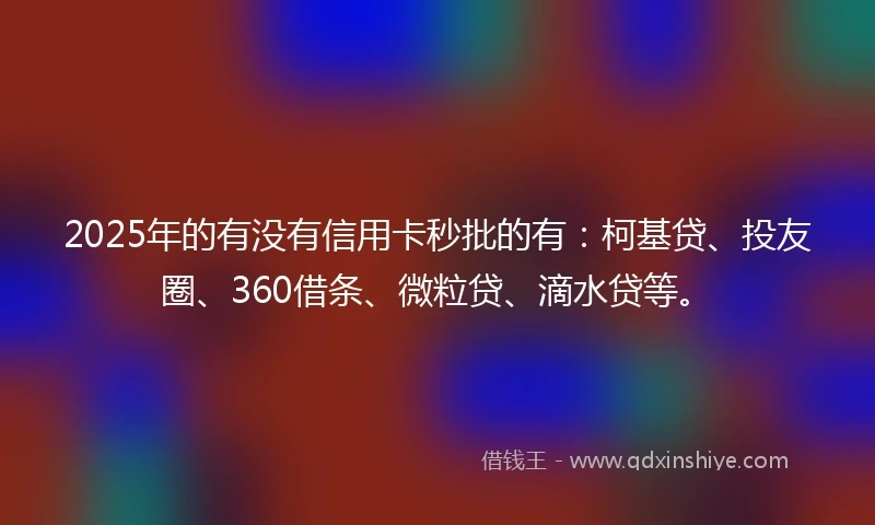 2025年的有没有信用卡秒批的有：柯基贷、投友圈、360借条、微粒贷、滴水贷等。
