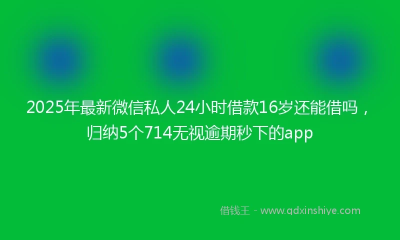 2025年最新微信私人24小时借款16岁还能借吗，归纳5个714无视逾期秒下的app