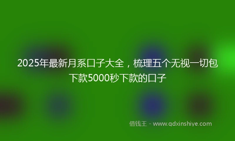 2025年最新月系口子大全，梳理五个无视一切包下款5000秒下款的口子