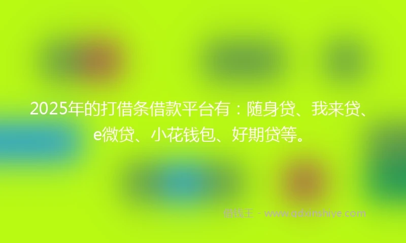 2025年的打借条借款平台有：随身贷、我来贷、e微贷、小花钱包、好期贷等。
