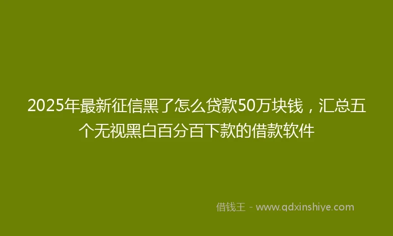 2025年最新征信黑了怎么贷款50万块钱，汇总五个无视黑白百分百下款的借款软件