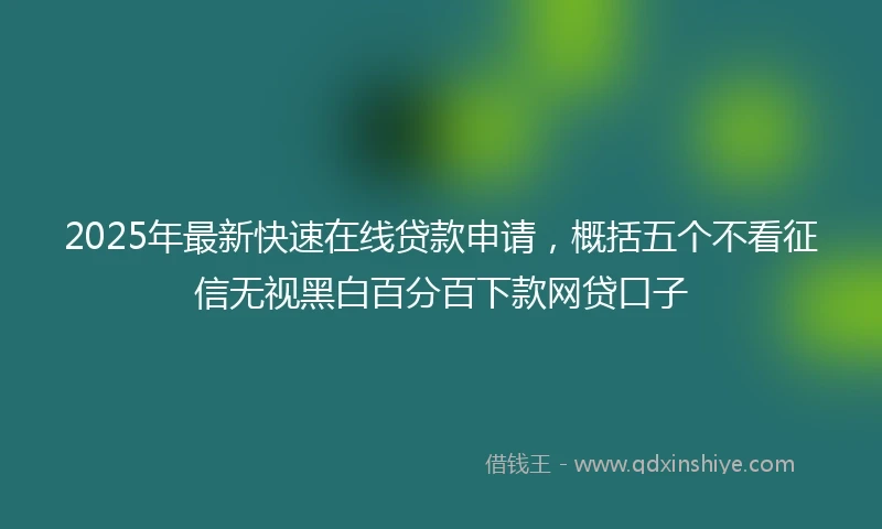 2025年最新快速在线贷款申请，概括五个不看征信无视黑白百分百下款网贷口子