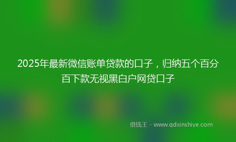 2025年最新微信账单贷款的口子，归纳五个百分百下款无视黑白户网贷口子