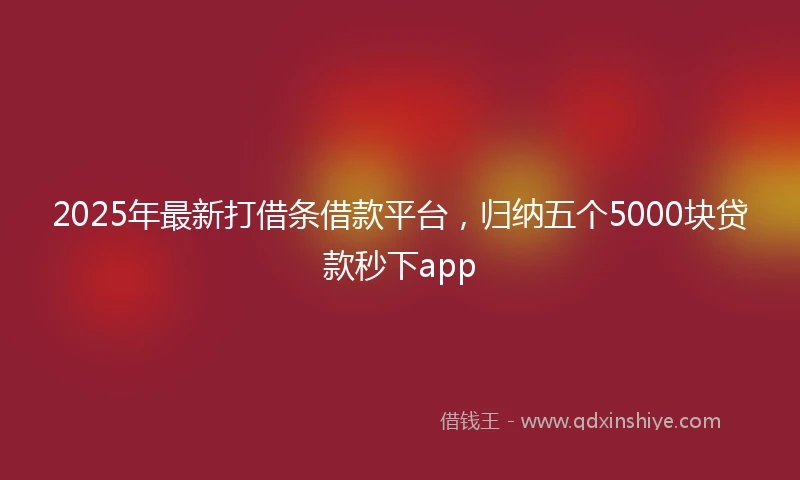 2025年最新打借条借款平台，归纳五个5000块贷款秒下app