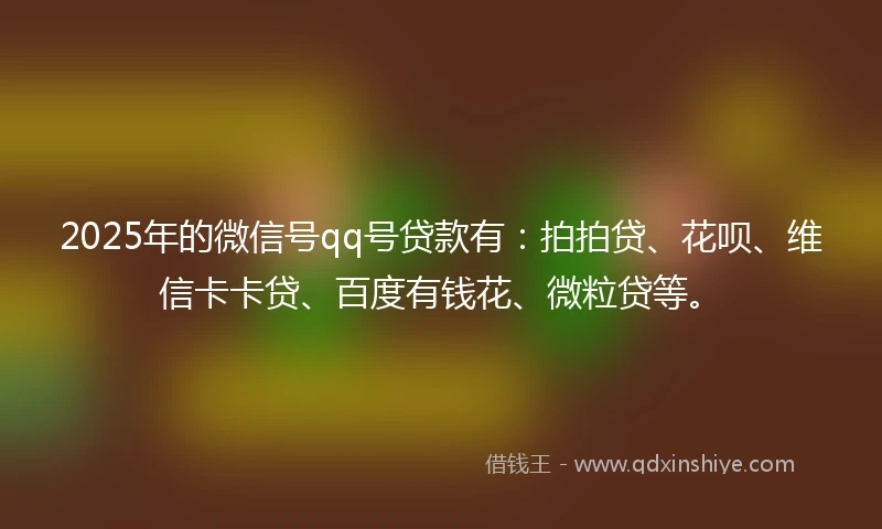 2025年的微信号qq号贷款有：拍拍贷、花呗、维信卡卡贷、百度有钱花、微粒贷等。