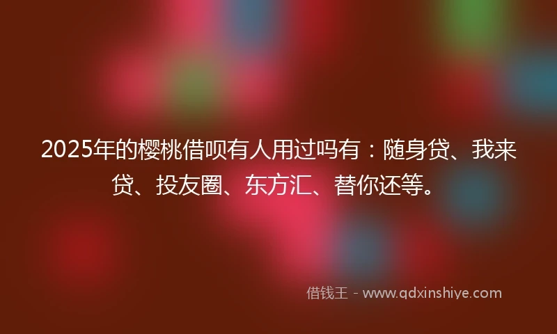 2025年的樱桃借呗有人用过吗有：随身贷、我来贷、投友圈、东方汇、替你还等。