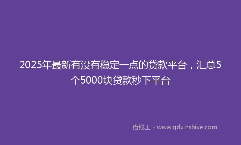 2025年最新有没有稳定一点的贷款平台，汇总5个5000块贷款秒下平台