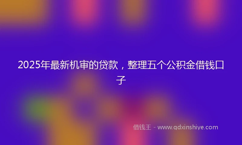 2025年最新机审的贷款，整理五个公积金借钱口子