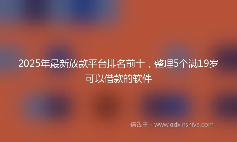 2025年最新放款平台排名前十，整理5个满19岁可以借款的软件