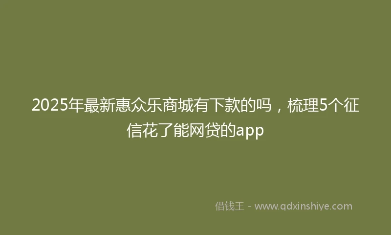 2025年最新惠众乐商城有下款的吗，梳理5个征信花了能网贷的app