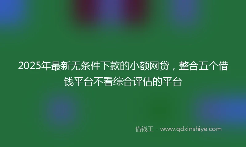 2025年最新无条件下款的小额网贷，整合五个借钱平台不看综合评估的平台