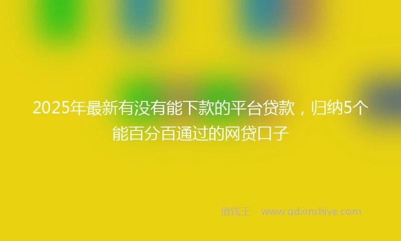 2025年最新有没有能下款的平台贷款，归纳5个能百分百通过的网贷口子
