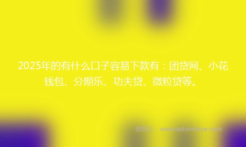 2025年的有什么口子容易下款有：团贷网、小花钱包、分期乐、功夫贷、微粒贷等。