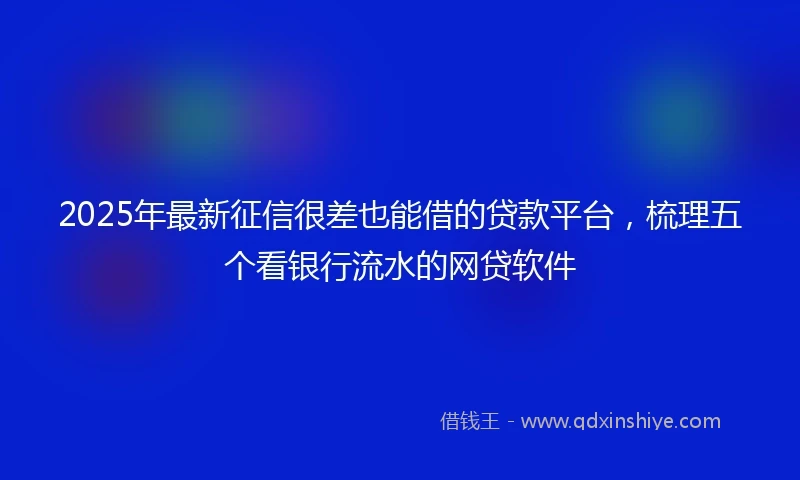 2025年最新征信很差也能借的贷款平台，梳理五个看银行流水的网贷软件