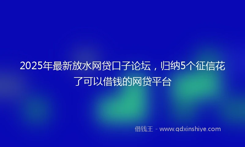 2025年最新放水网贷口子论坛，归纳5个征信花了可以借钱的网贷平台