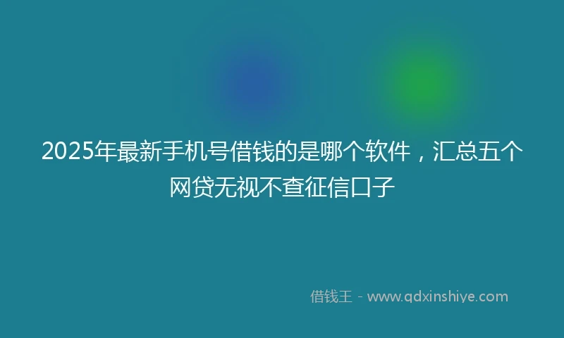 2025年最新手机号借钱的是哪个软件，汇总五个网贷无视不查征信口子