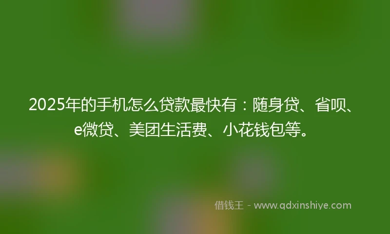 2025年的手机怎么贷款最快有：随身贷、省呗、e微贷、美团生活费、小花钱包等。