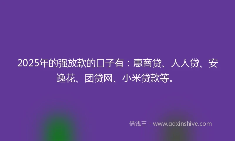 2025年的强放款的口子有：惠商贷、人人贷、安逸花、团贷网、小米贷款等。