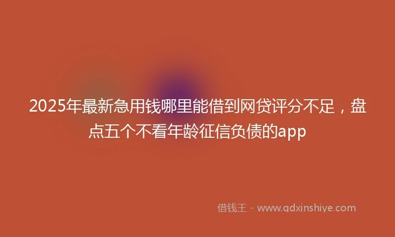 2025年最新急用钱哪里能借到网贷评分不足，盘点五个不看年龄征信负债的app