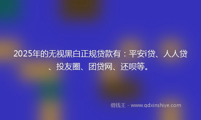 2025年的无视黑白正规贷款有：平安i贷、人人贷、投友圈、团贷网、还呗等。