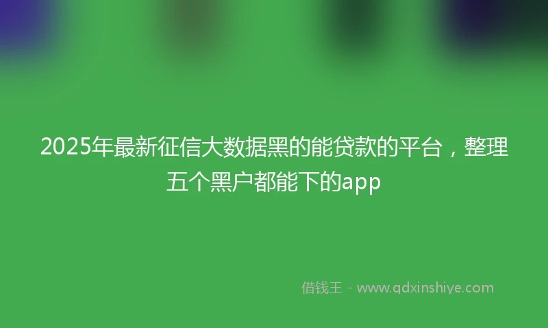 2025年最新征信大数据黑的能贷款的平台，整理五个黑户都能下的app