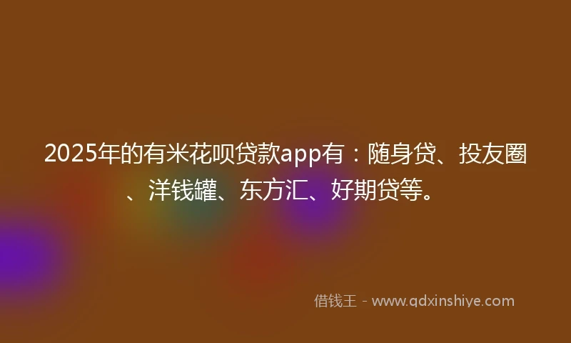 2025年的有米花呗贷款app有：随身贷、投友圈、洋钱罐、东方汇、好期贷等。