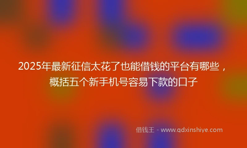 2025年最新征信太花了也能借钱的平台有哪些，概括五个新手机号容易下款的口子