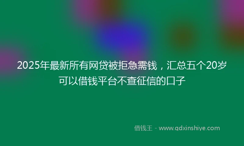 2025年最新所有网贷被拒急需钱，汇总五个20岁可以借钱平台不查征信的口子