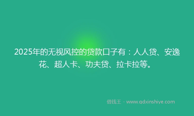 2025年的无视风控的贷款口子有：人人贷、安逸花、超人卡、功夫贷、拉卡拉等。
