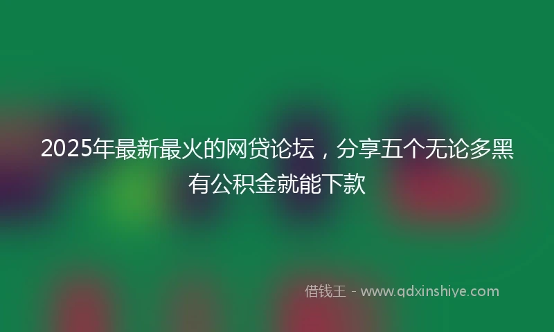 2025年最新最火的网贷论坛，分享五个无论多黑有公积金就能下款