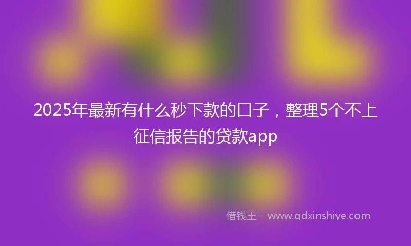 2025年最新有什么秒下款的口子，整理5个不上征信报告的贷款app