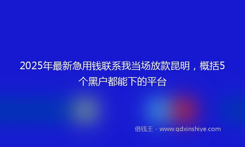 2025年最新急用钱联系我当场放款昆明，概括5个黑户都能下的平台