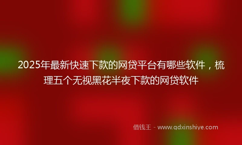 2025年最新快速下款的网贷平台有哪些软件，梳理五个无视黑花半夜下款的网贷软件