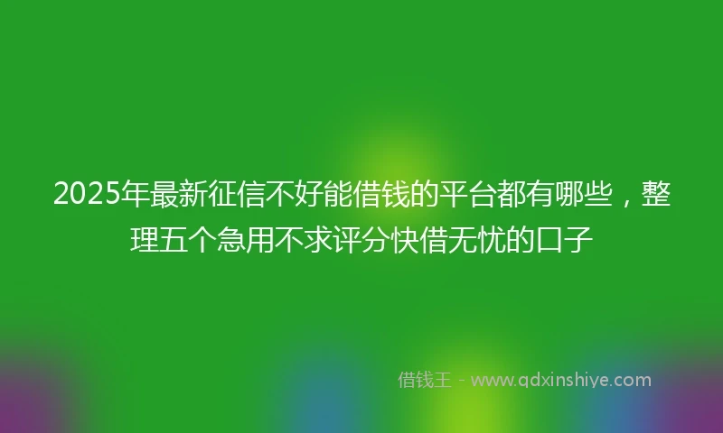 2025年最新征信不好能借钱的平台都有哪些，整理五个急用不求评分快借无忧的口子