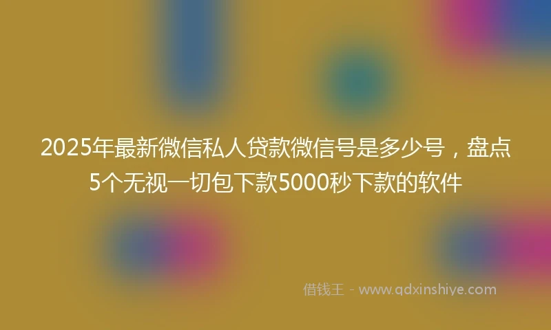 2025年最新微信私人贷款微信号是多少号，盘点5个无视一切包下款5000秒下款的软件