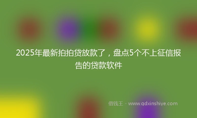 2025年最新拍拍贷放款了，盘点5个不上征信报告的贷款软件