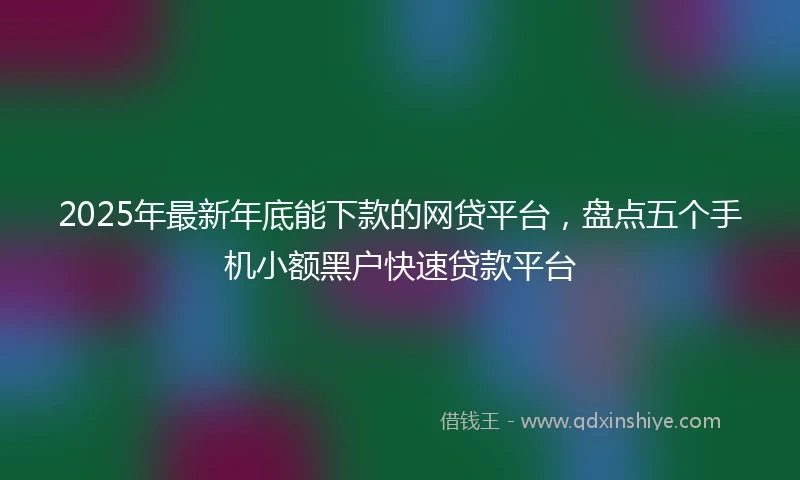 2025年最新年底能下款的网贷平台，盘点五个手机小额黑户快速贷款平台