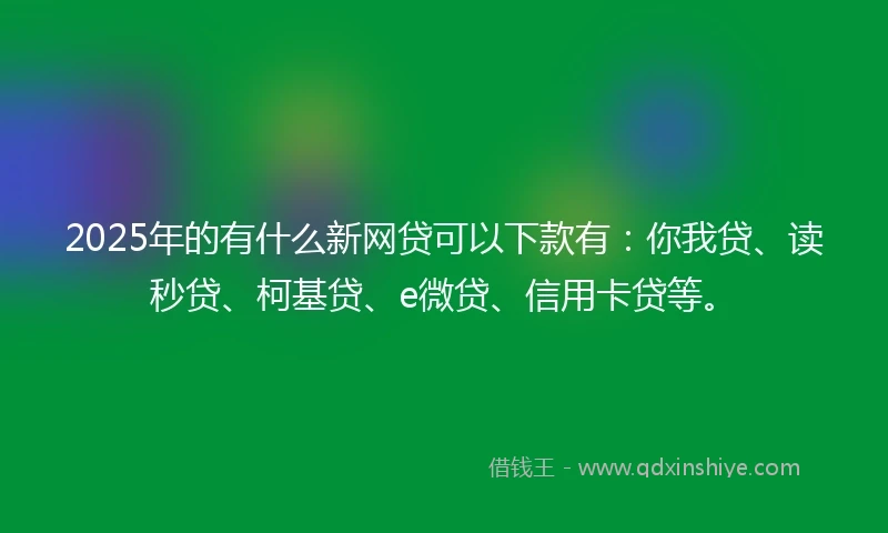 2025年的有什么新网贷可以下款有：你我贷、读秒贷、柯基贷、e微贷、信用卡贷等。