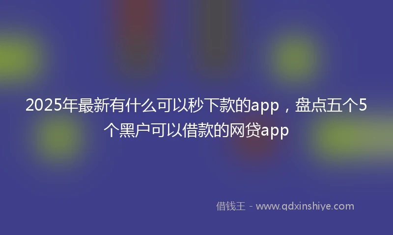 2025年最新有什么可以秒下款的app，盘点五个5个黑户可以借款的网贷app
