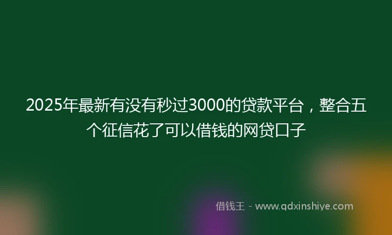 2025年最新有没有秒过3000的贷款平台，整合五个征信花了可以借钱的网贷口子