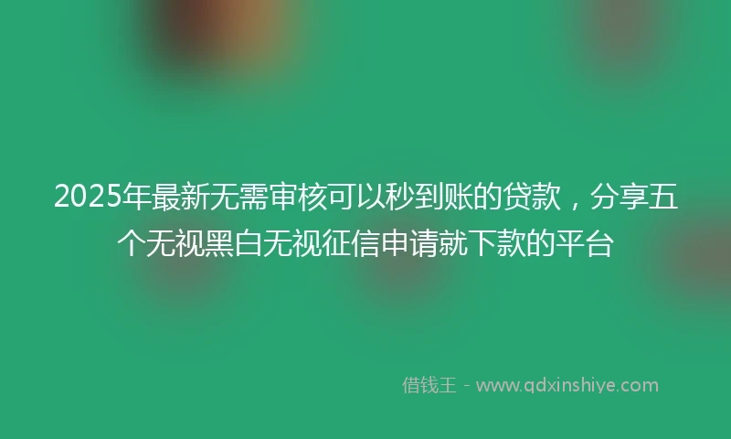 2025年最新无需审核可以秒到账的贷款，分享五个无视黑白无视征信申请就下款的平台