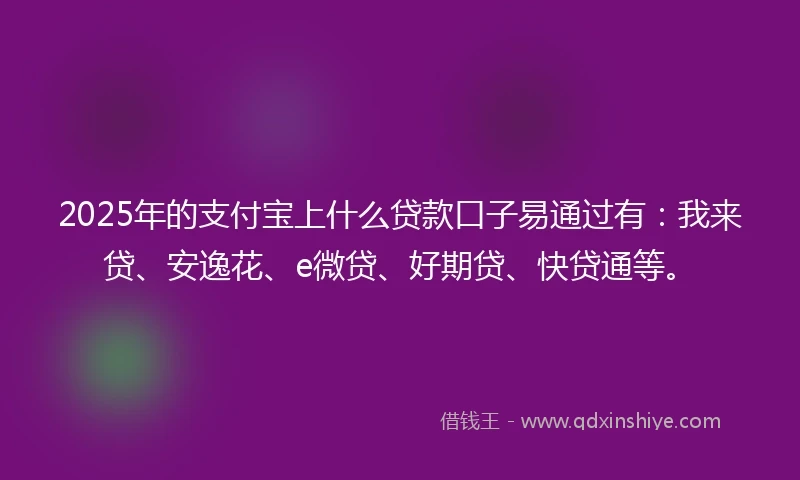 2025年的支付宝上什么贷款口子易通过有：我来贷、安逸花、e微贷、好期贷、快贷通等。