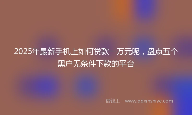 2025年最新手机上如何贷款一万元呢，盘点五个黑户无条件下款的平台