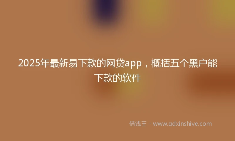2025年最新易下款的网贷app，概括五个黑户能下款的软件